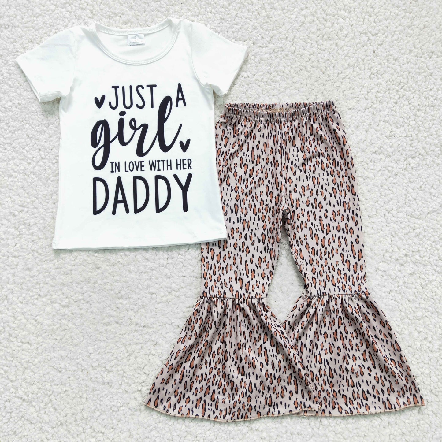 Just a girl in love with her Daddy top leopard print bell pants outfits    GSPO0266