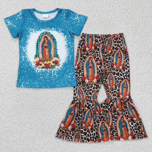 Girls Virgin Mary short sleeve bell pants outfit    GSPO0272