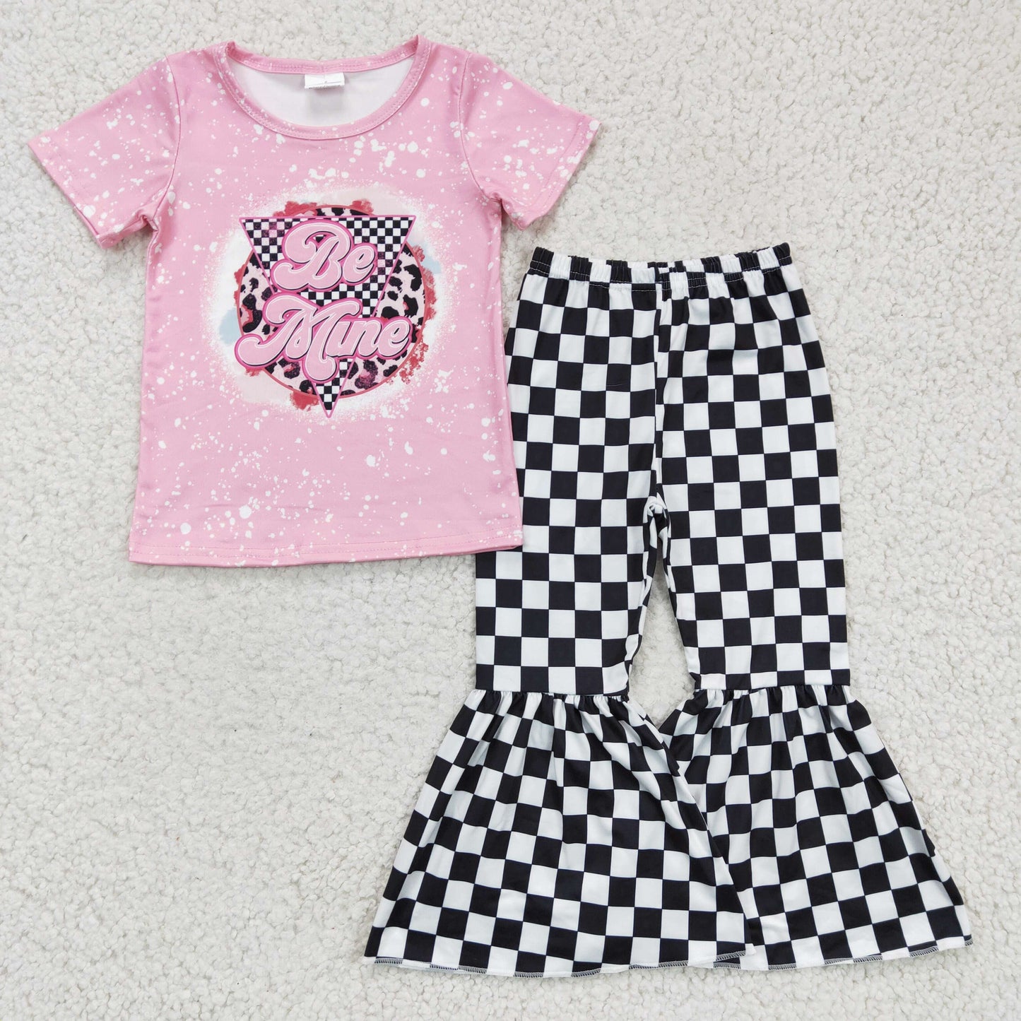 Girls pink be mine print outfit    GSPO0282