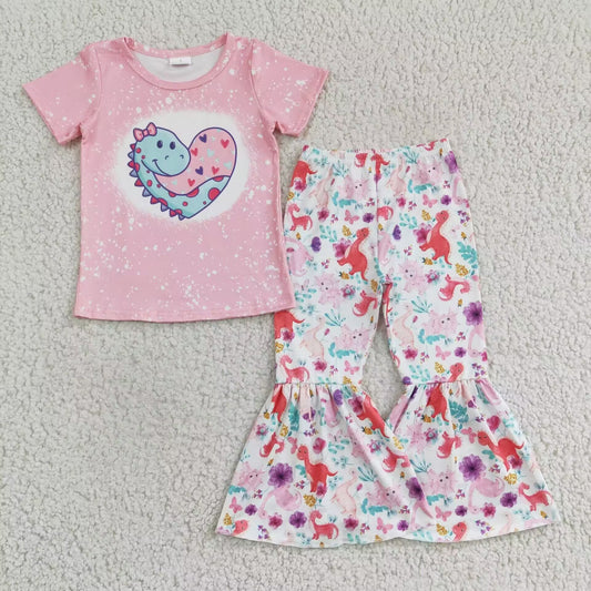 Girls pink dinosaur print outfit    GSPO0283