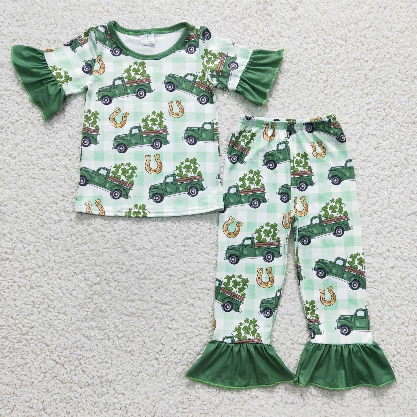 Truck Leaf Golden Print Sibling St. Patrick's Day Matching Clothes