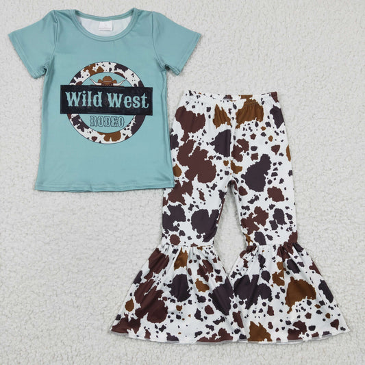 Girls wild west print bell pants outfit    GSPO0291