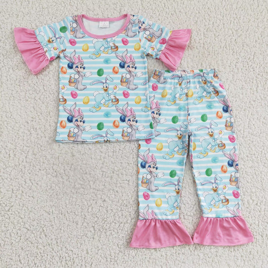 (Promotion)Girls Cartoon print Easter pajama set   GSPO0313
