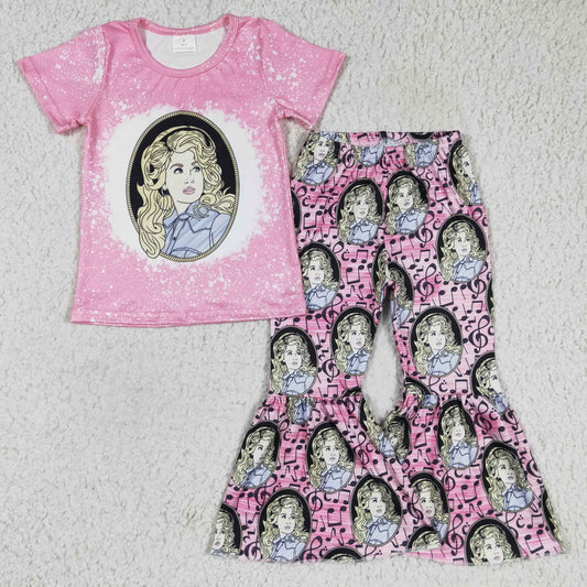 Girls short sleeve bell pants outfit  GSPO0322