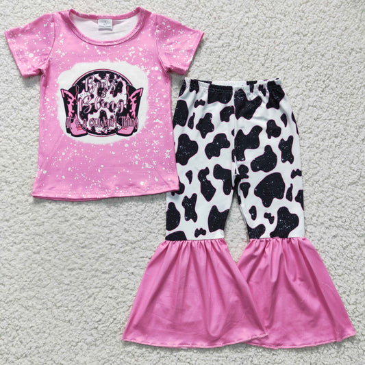 Girls pink boots print outfit  GSPO0325