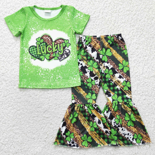 Girls lucky print St. Patrick's Day outfit  GSPO0356