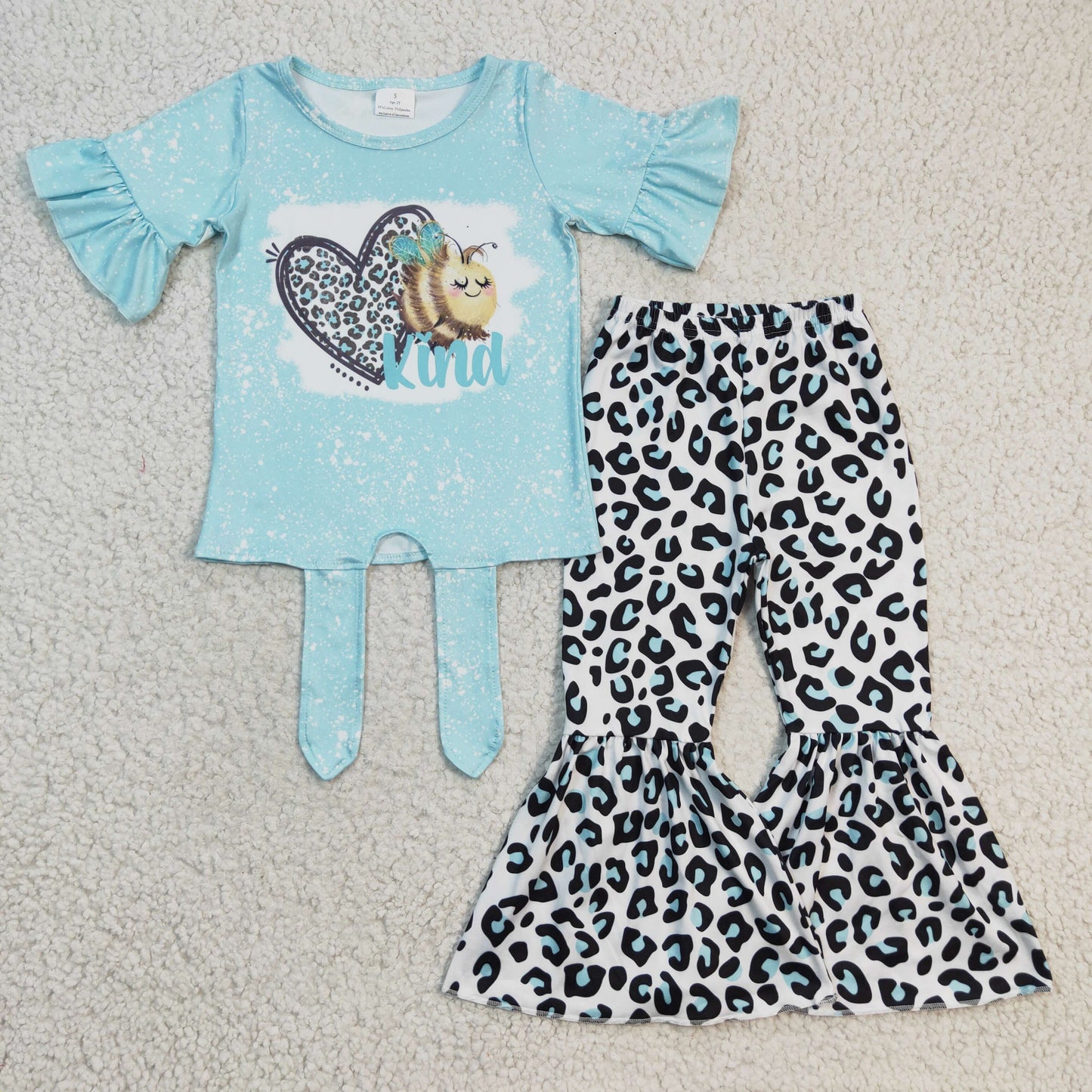 Girls blue bee kinds leopard print outfit  GSPO0360