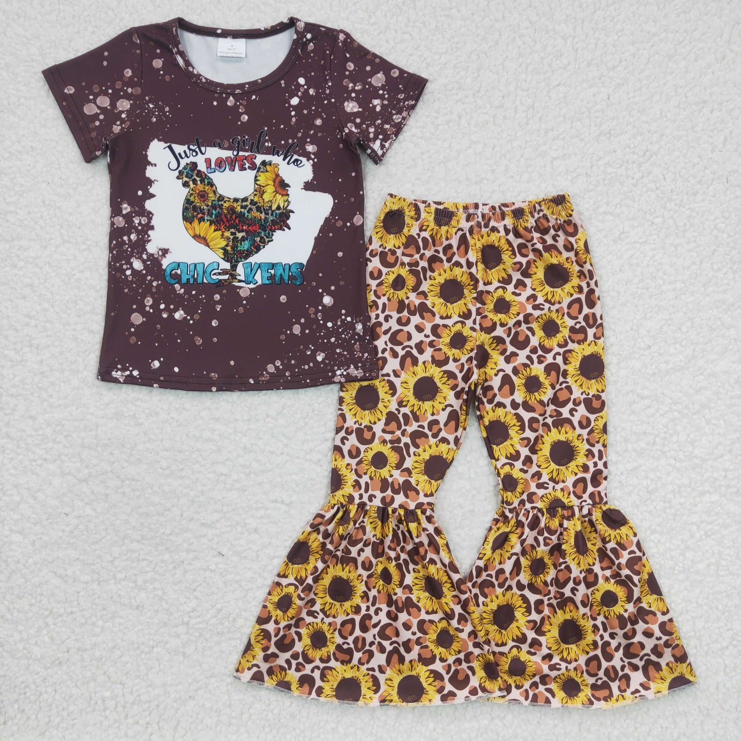 Girls chicken sunflower print outfit  GSPO0370