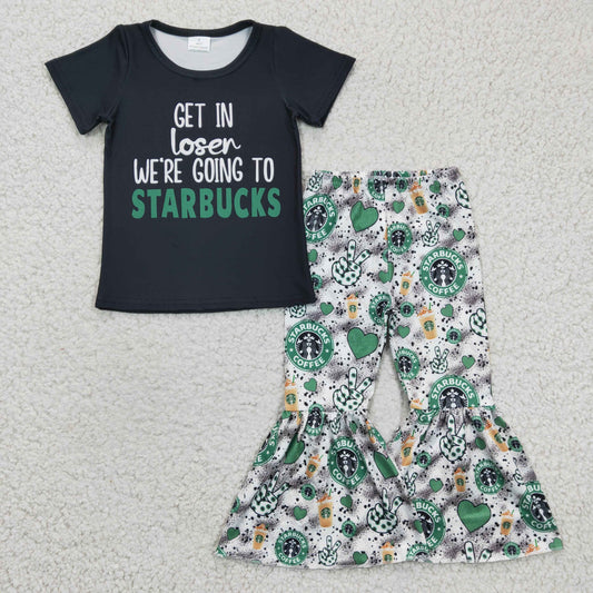 Girls coffee print St. Patrick's Day outfits GSPO0391