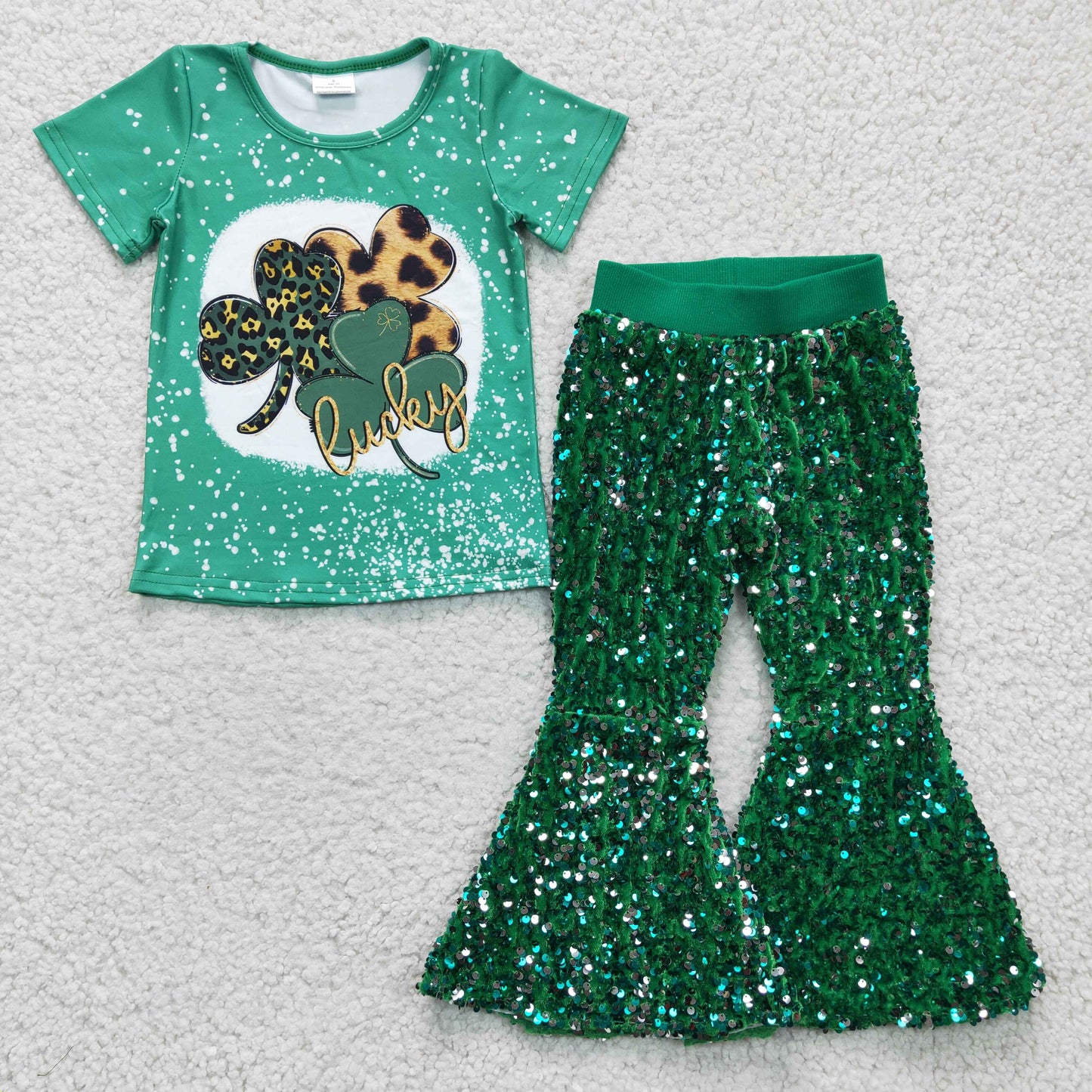 Girls St. Patrick's top sequins bell pants outfits  GSPO0401