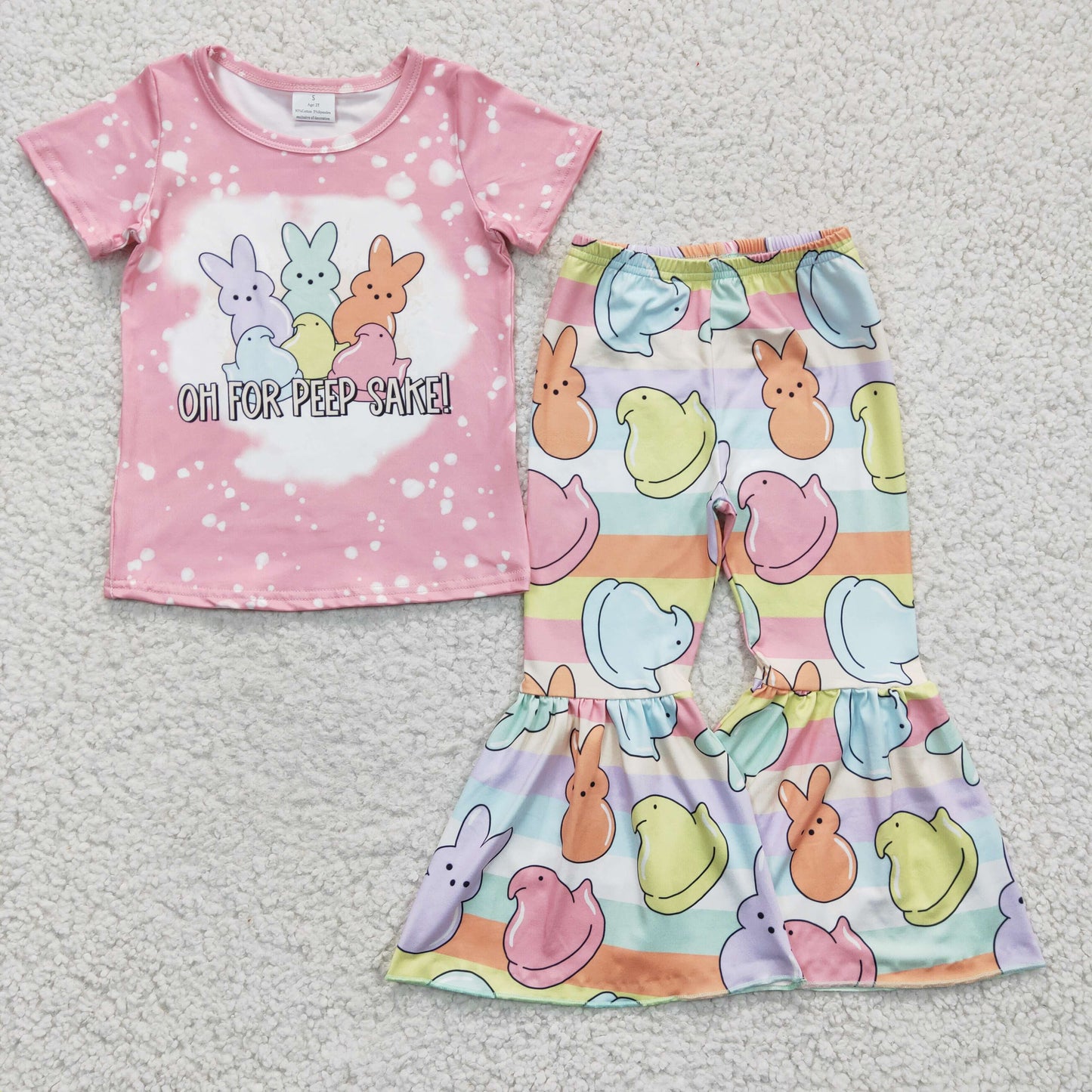 Girls colors bunny print Easter outfits   GSPO0435