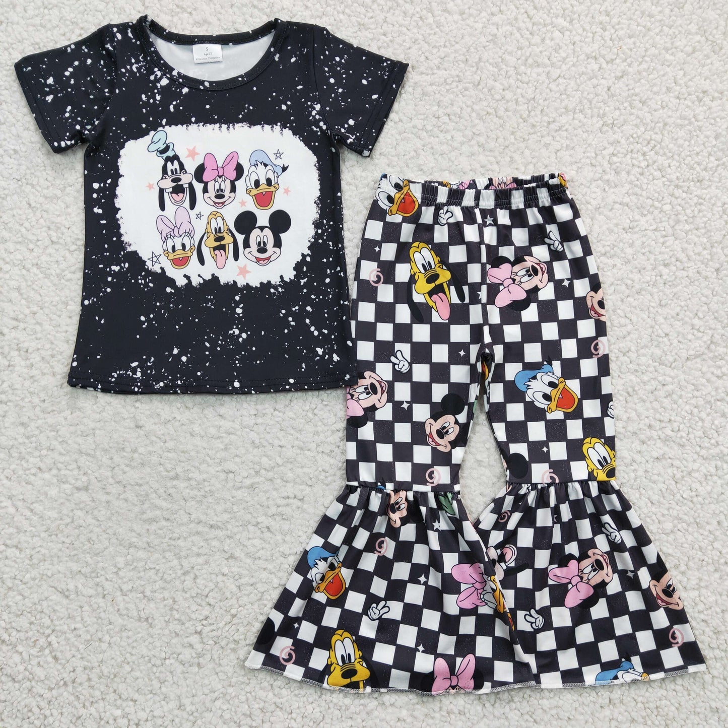 Girls cartoon print bell pants outfits   GSPO0445