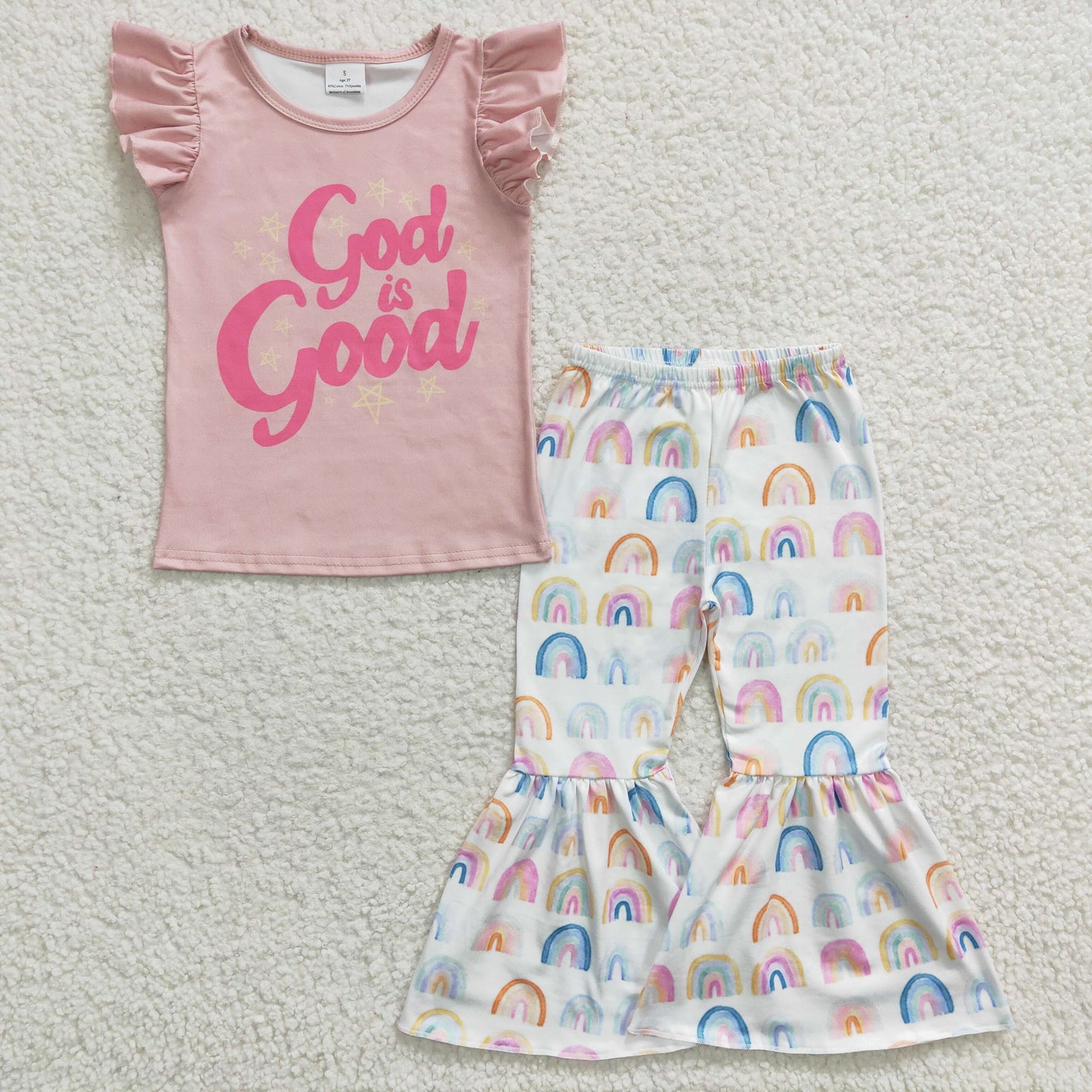 God is good top rainbow bell pants outfits   GSPO0479