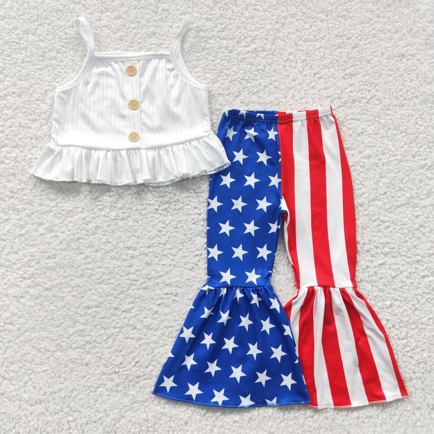 Girls crop white top 4th of July bell bottom outfit GSPO0480