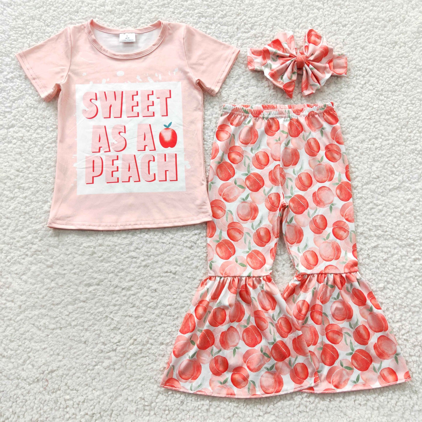 Sweet as a peach pink top and bell pants outfits GSPO0569