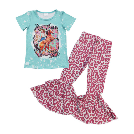 Girls RIDE SALLY RIDE top pink leopard denim bell bottom jeans western outfits GSPO0597