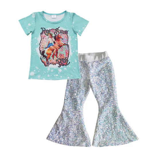 Girls RIDE SALLY RIDE TOP sparking bell bottom pants outfits GSPO0631