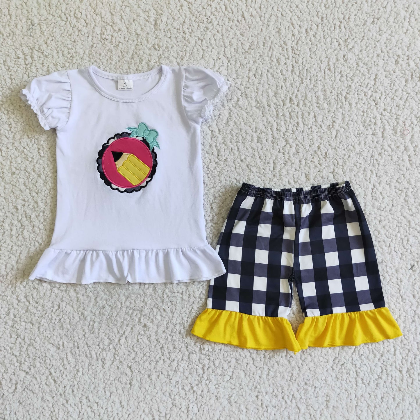Girls back to school embroidery outfits GSSO0102