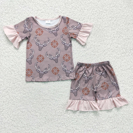 (Promotion)Girls summer hunting print pajamas    GSSO0138