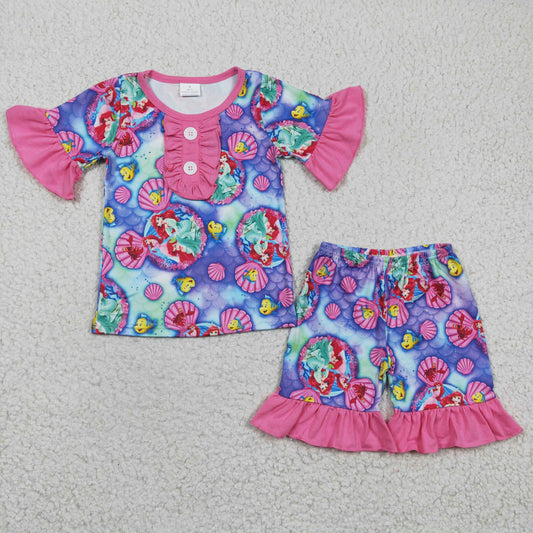 (Promotion)Girls CARTOON fish print summer pajamas GSSO0152