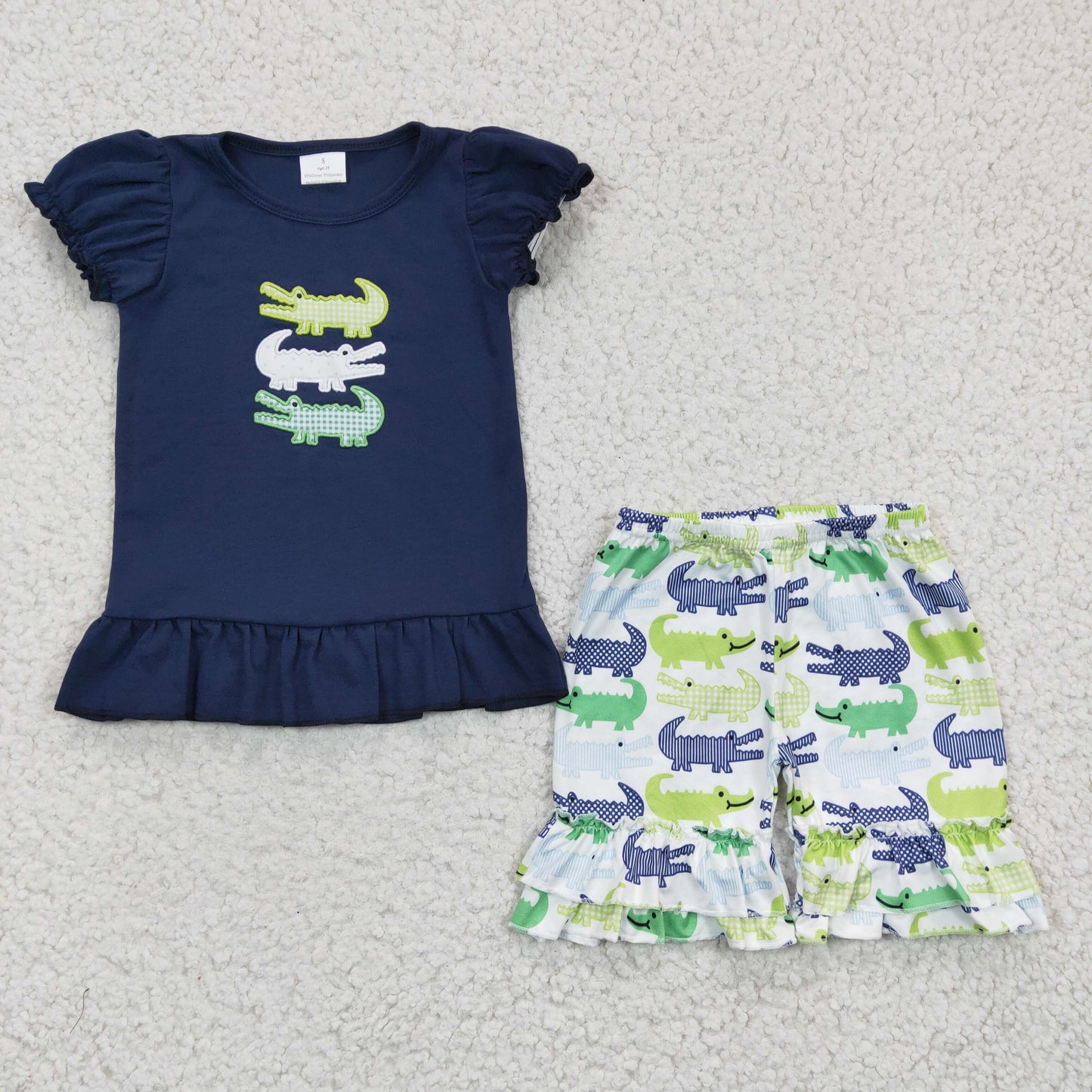 Girls crocodile print embroidery outfits  GSSO0159