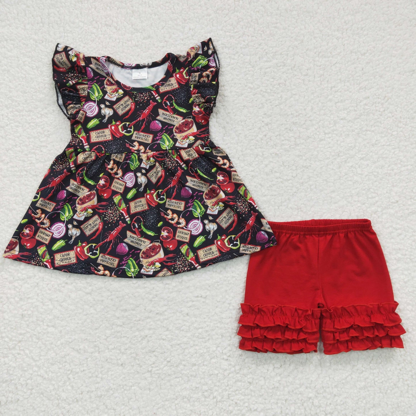 Girls crawfish print summer outfits   GSSO0169