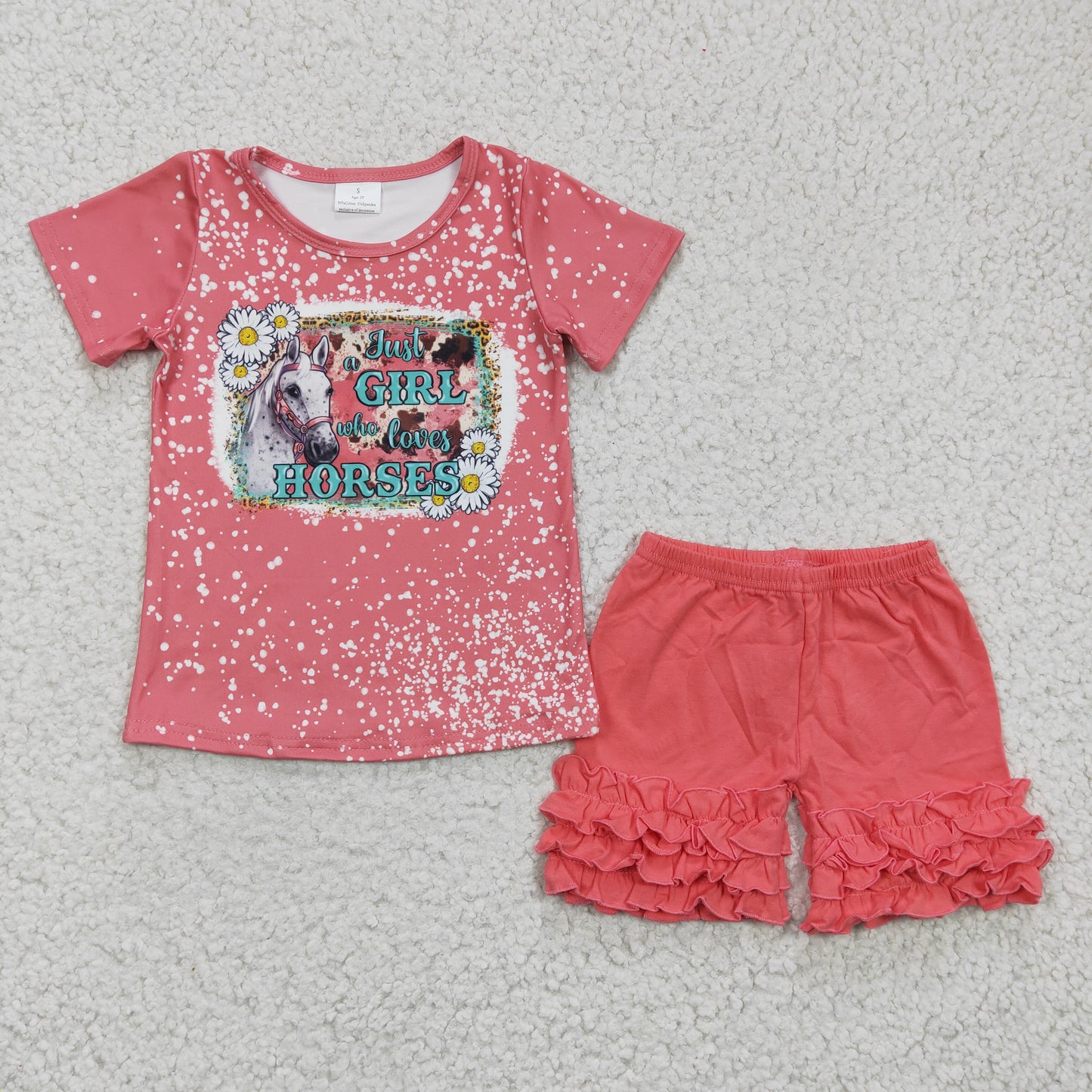 Girls summer horse print outfits GSSO0185