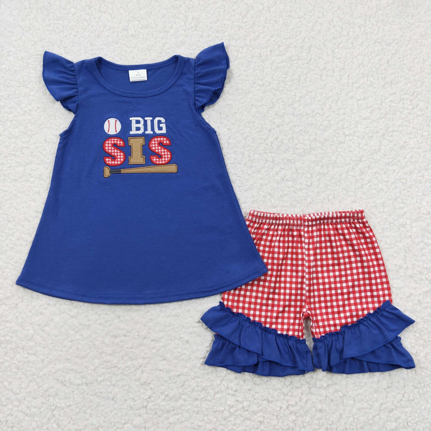 Big sis print girls baseball summer outfits GSSO0219