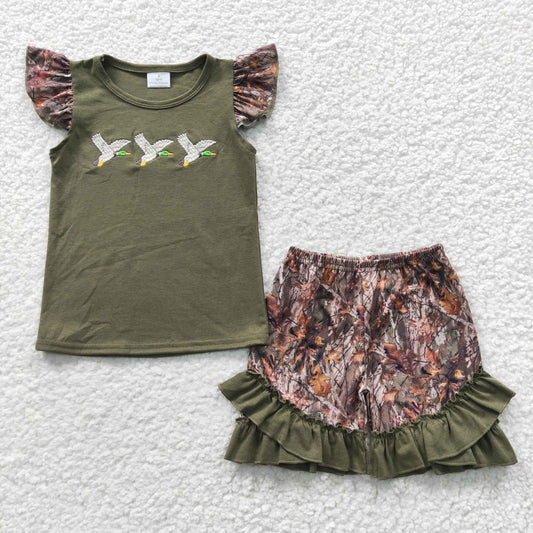 Girls duck camo print summer hunting design outfits GSSO0252