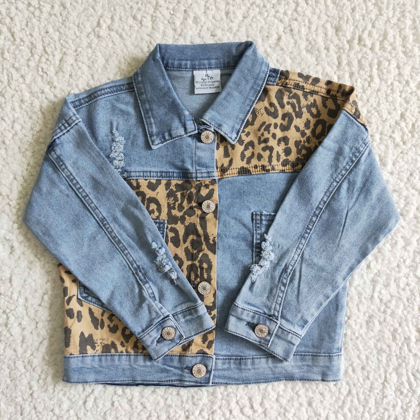 Girls cheetah print Denim Jackets GT0002