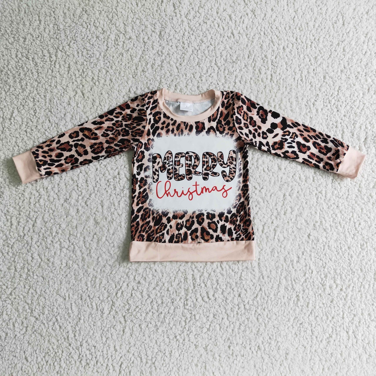 Girls leopard print Christmas top    GT0060