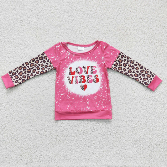 Girls LOVE VIBES leopard print Valentine's Day top   GT0071