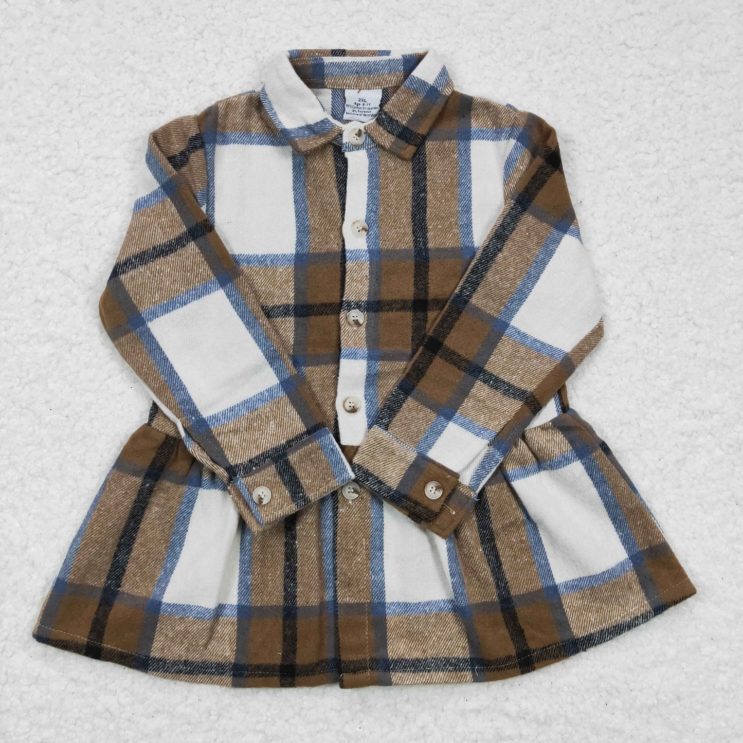 Girls cotton winter plaid button shirt GT0089