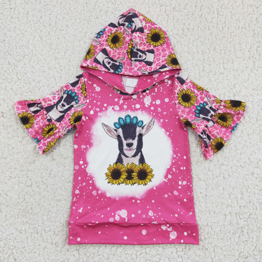 Girls cow sunflower print hoodie top  GT0096