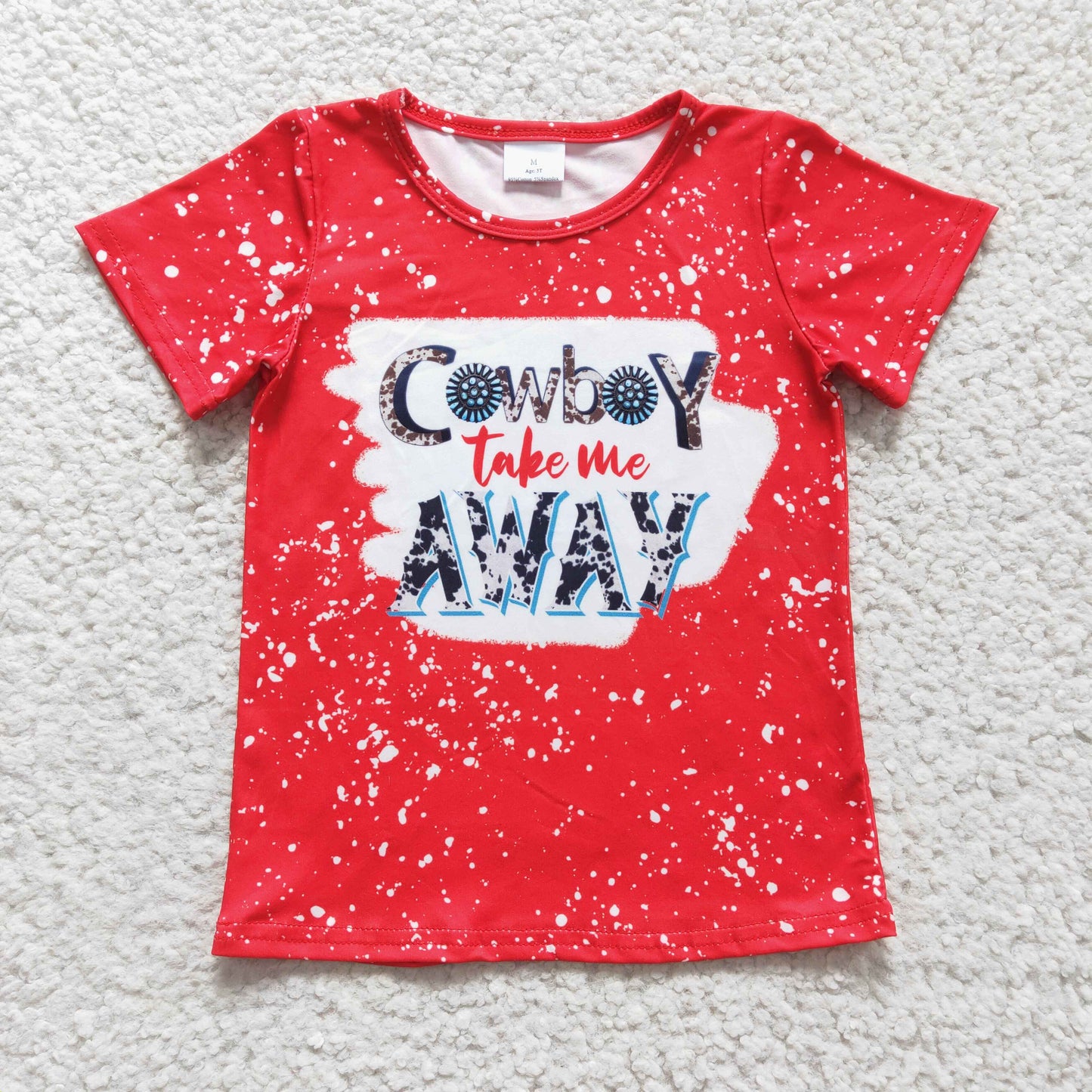 Girls cowboy take me away print top    GT0105