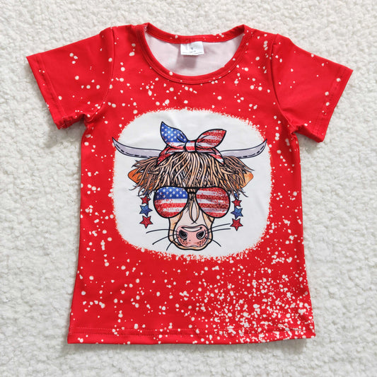 Girls cow print 4th of July top   GT0114