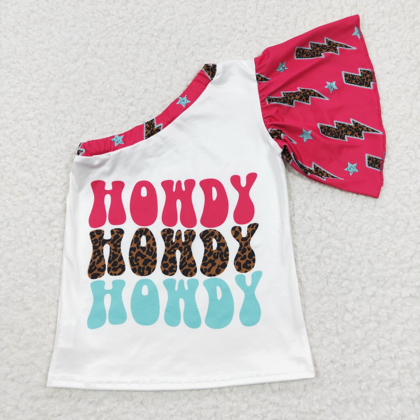 Girls one-shoulder HOWDY print top GT0165