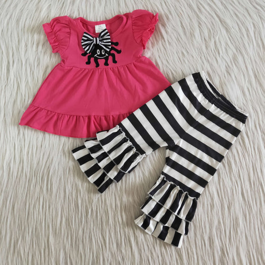 (Promotion) C2-8-1 Long sleeve ruffles pants spider embroideried Halloween outfits