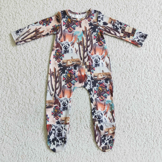 Baby Western desgign fall footed romper      LR0069