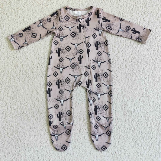 Baby Western design FOOTED fall romper      LR0074