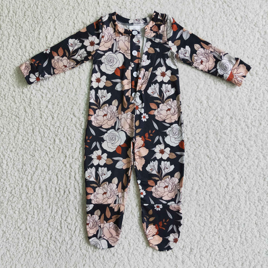 Baby girls FOOTED fall romper      LR0116