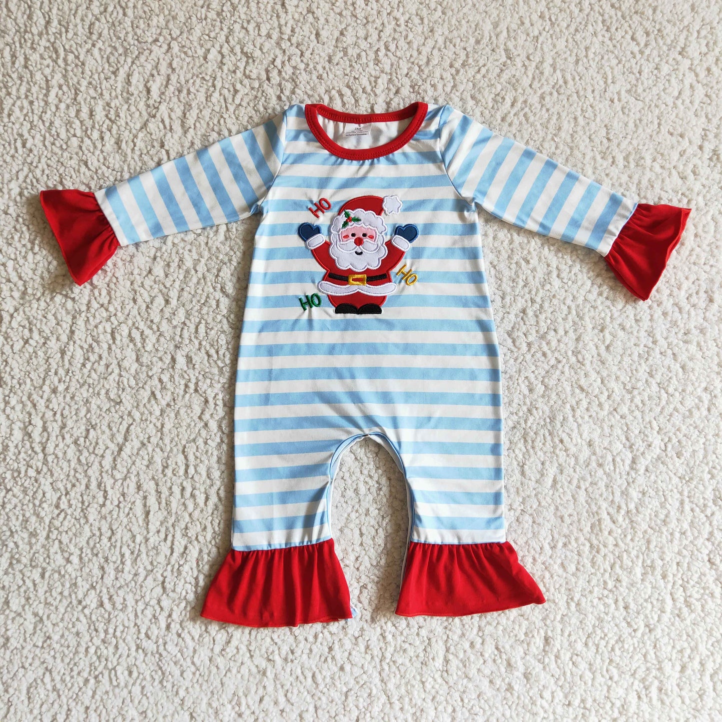 Girls Christmas Santa Claus embroidery romper    LR0120