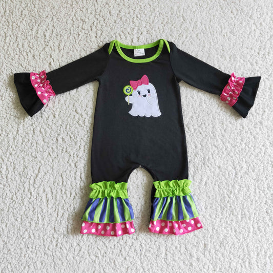 Girls stripe design cute ghost Halloween romper          LR0133