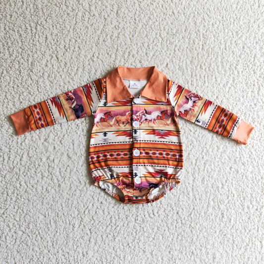 Baby western design shirt romper     LR0181