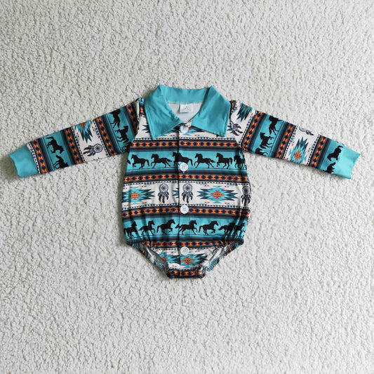 Baby western design shirt romper     LR0182