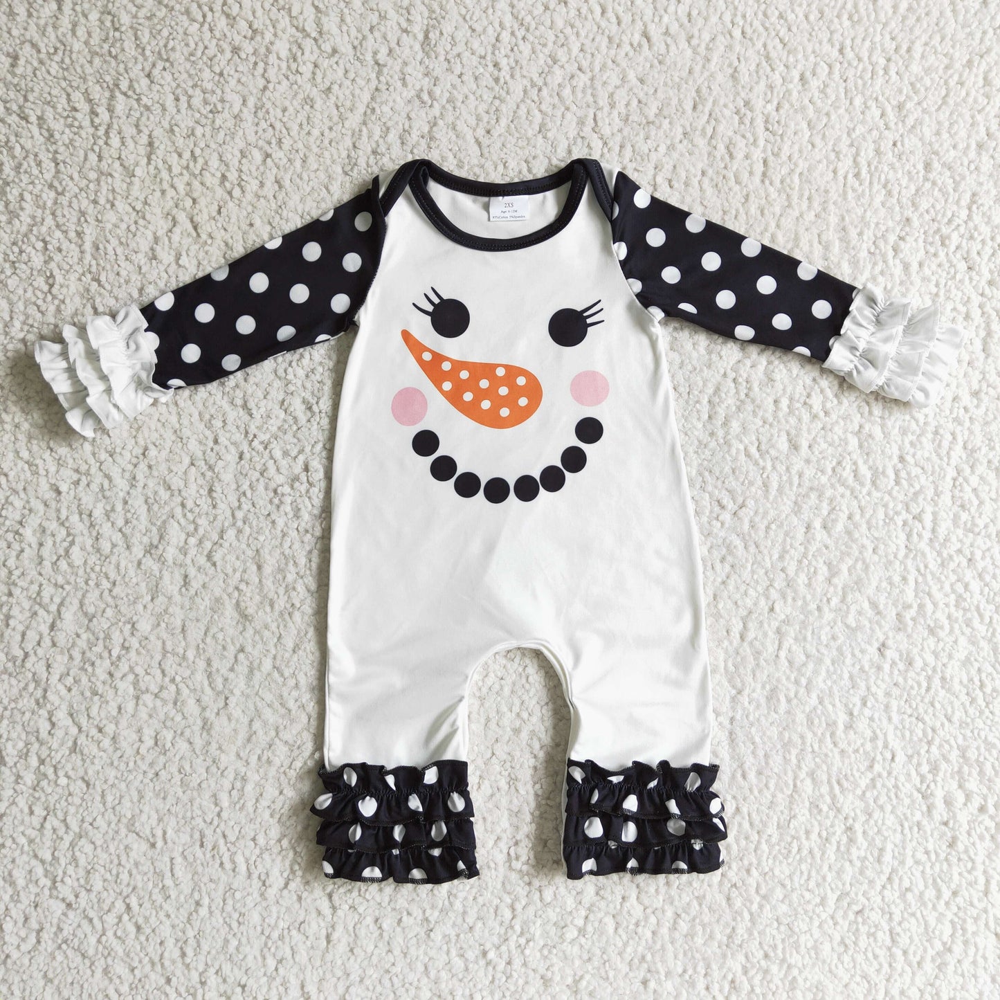 Girls long sleeve snowman design romper     LR0192