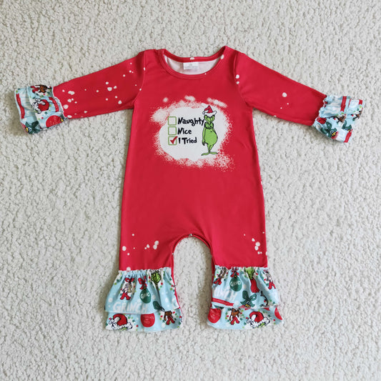 Girls Christmas ruffle romper   LR0193