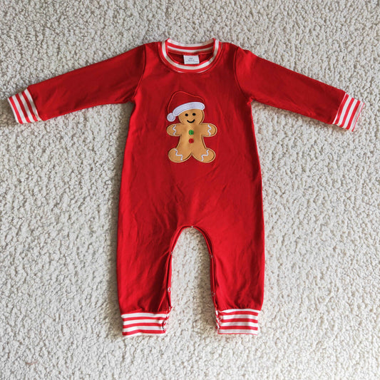 Boys Christmas gingersnap print romper     LR0195