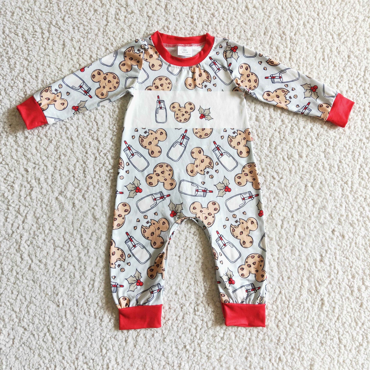 Boys Christmas mouse cookie print romper    LR0201