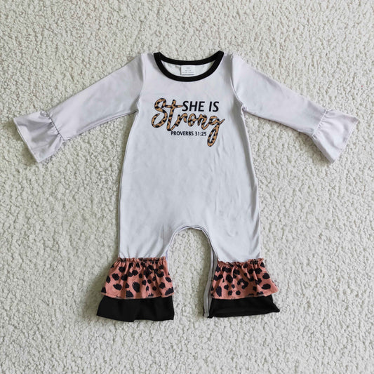 She is strong top leopard romper  LR0216